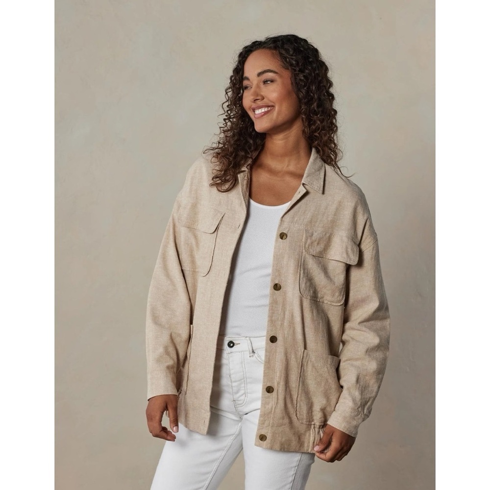The Normal Brand Tan Oversized Camp Shacket Jacket